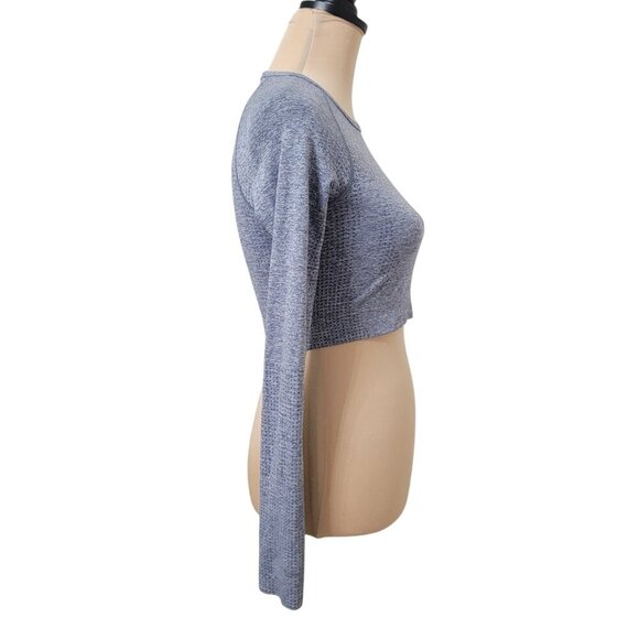 Gymshark Size Unknown Marled Blue/Gray Vital Seamless Long Sleeve Crop Top - Picture 5 of 11